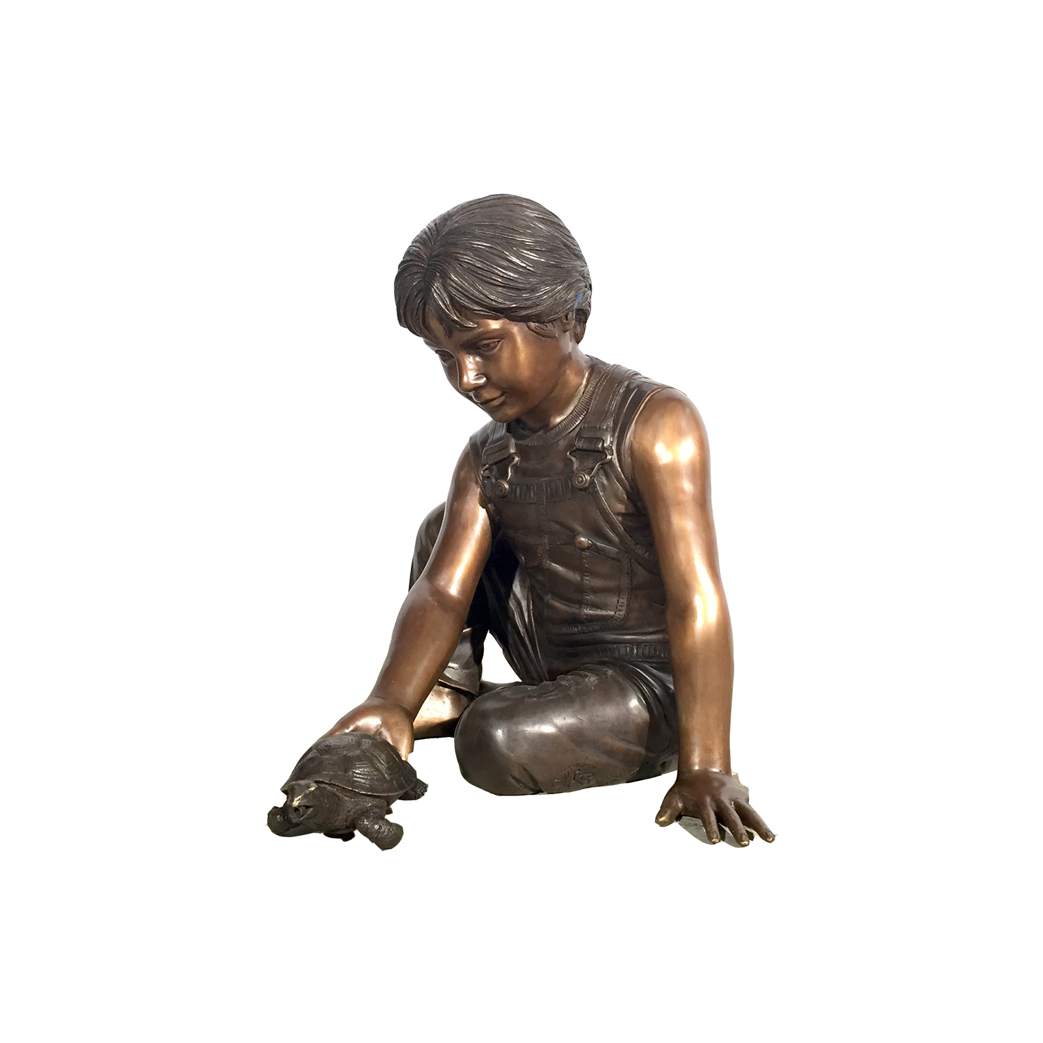 SRB41074 Bronze Boy holding Turtle Fountain Sculpture Metropolitan Galleries Inc.