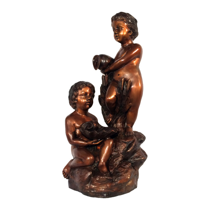 SRB43543 Bronze Boys with Oyster & Vase Fountain Metropolitan Galleries Inc