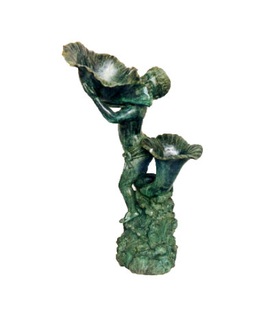 Bronze Boy Carrying Shell Fountain Sculpture Metropolitan Galleries Inc.