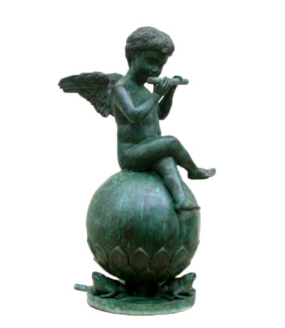 SRB44267 Bronze Cherub on Ball with Frog Fountain Metropolitan Galleries Inc.