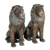Bronze Sitting Lion Sculpture Set