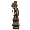 Bronze Boy with Dove on Pedestal Sculpture