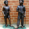 Bronze Boy & Girl Garden Hose Fountain