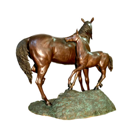 Cast Bronze Mare and Foal Horse Statue Metropolitan Galleries Bronzes