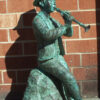Bronze Sitting Boy with Flute Sculpture