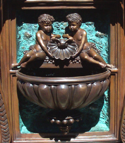 SRB46046 Bronze Cupid & Nymph Wall Fountain Metropolitan Galleries Inc.