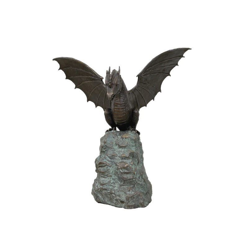 SRB46791 Bronze Dragon on Rock Fountain Sculpture by Metropolitan Galleries Inc