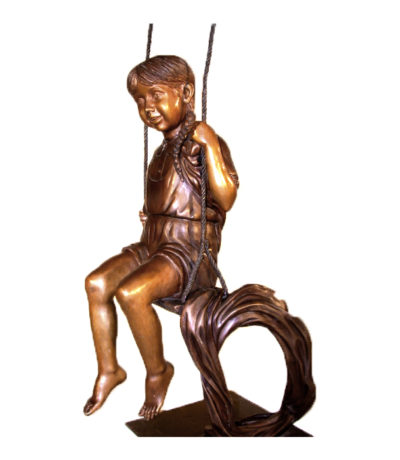 SRB46857 Bronze Girl on Swing Sculpture Metropolitan Galleries Inc.