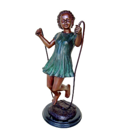SRB47203 Bronze Girl Jump Rope Sculpture Metropolitan Galleries Inc.
