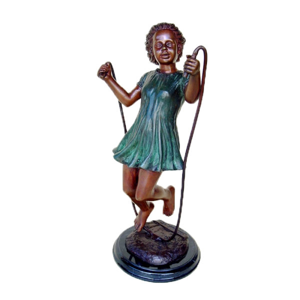 SRB47203 Bronze Girl Jump Rope Sculpture Metropolitan Galleries Inc.