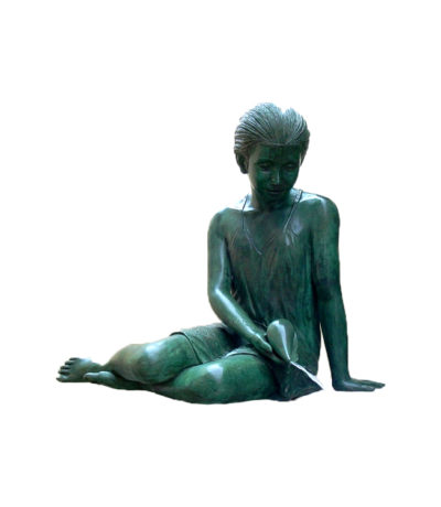 SRB47259 Bronze Sitting Girl Fountain Metropolitan Galleries Inc.