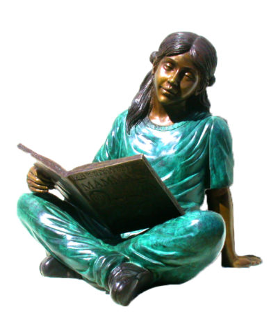 SRB47413 Bronze Girl holding Book Sculpture Metropolitan Galleries Inc.