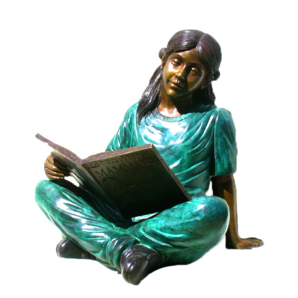 SRB47413 Bronze Girl holding Book Sculpture Metropolitan Galleries Inc.