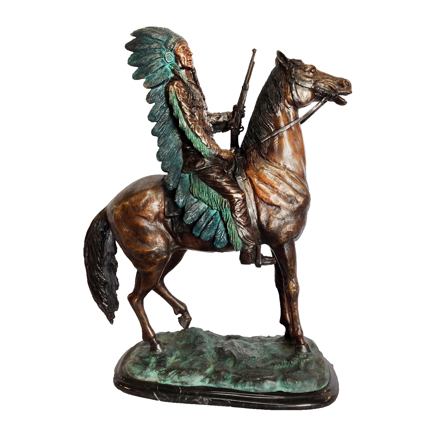 SRB47613 Bronze Indian Dan on Horse Sculpture Metropolitan Galleries Inc.