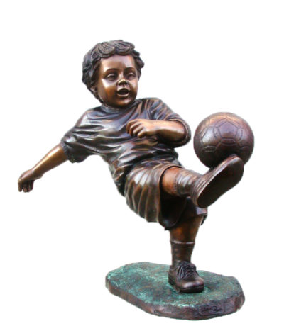 Cast Bronze Boy playing Soccer Sculpture