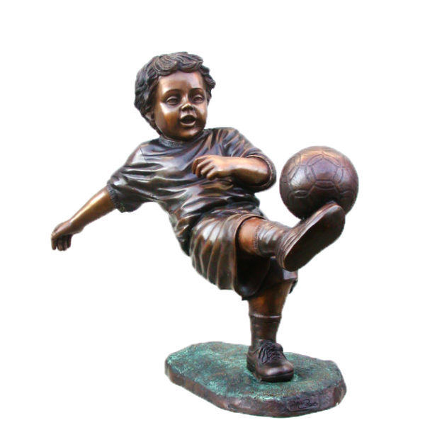 Cast Bronze Boy playing Soccer Sculpture