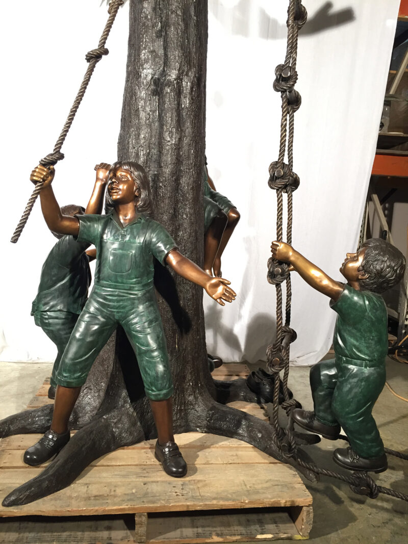 SRB48188 Bronze Children in Treehouse Sculpture Metropolitan Galleries Inc.