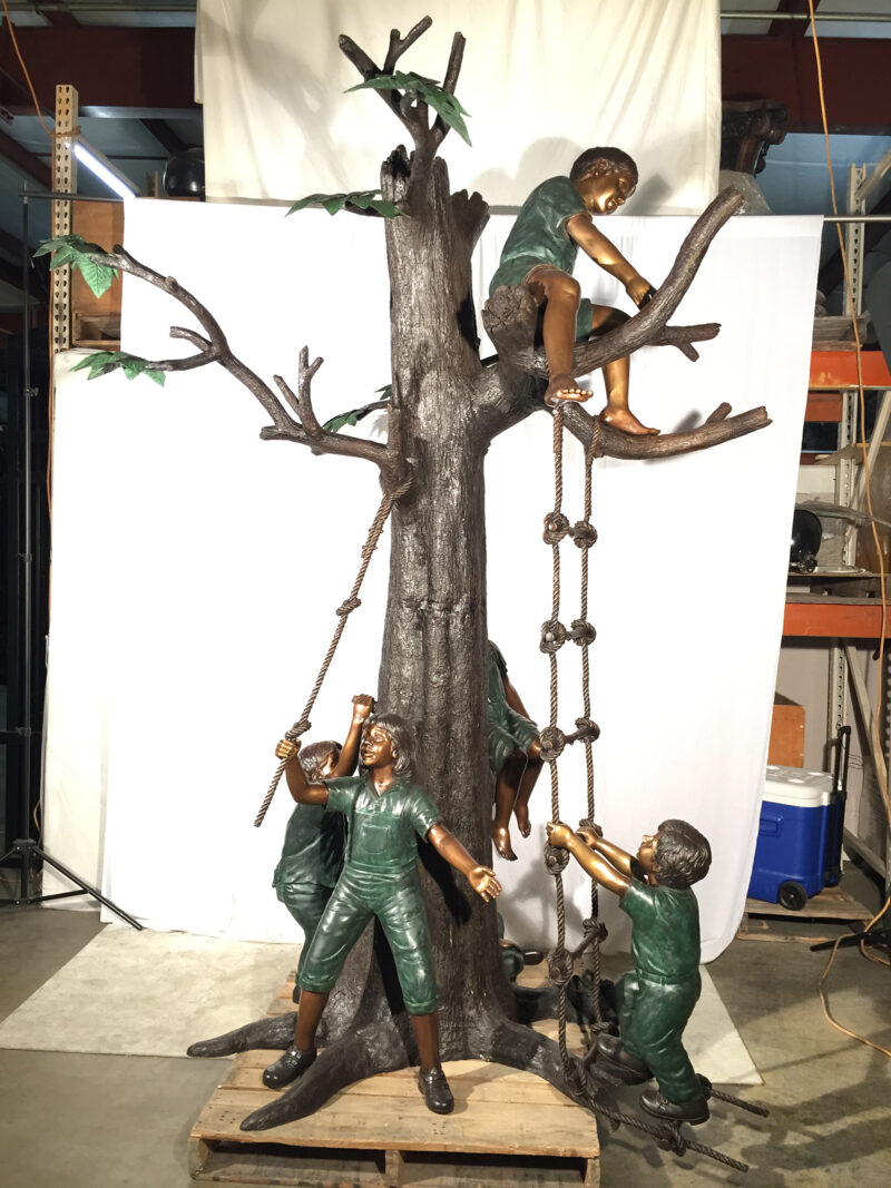 SRB48188 Bronze Children in Treehouse Sculpture Metropolitan Galleries Inc.