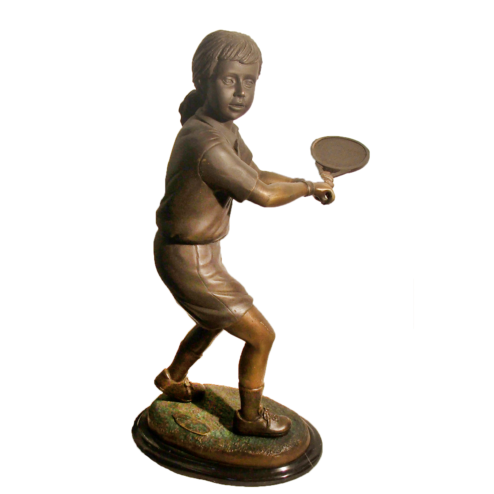 SRB48329 Bronze Girl Playing Tennis Sculpture Metropolitan Galleries Inc.