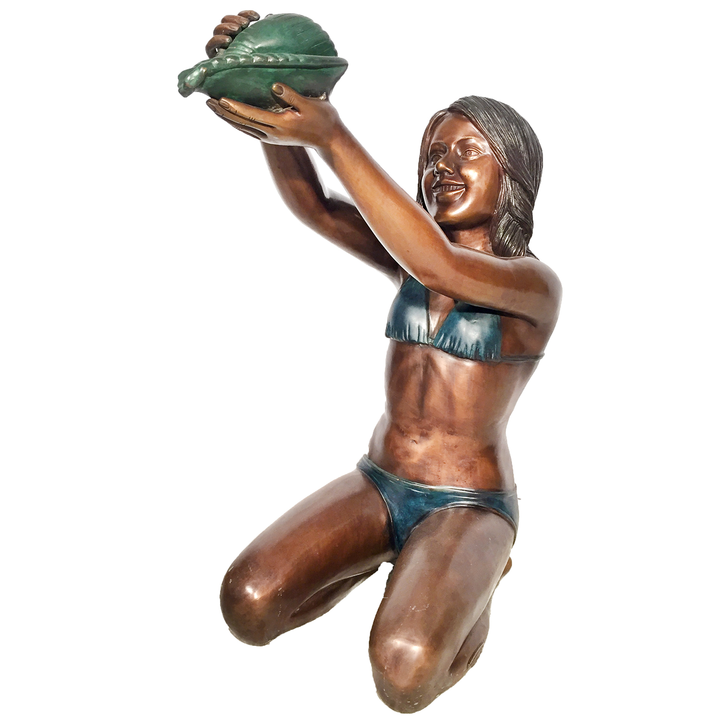 SRB48639 Bronze Girl holding Shell Fountain Sculpture Metropolitan Galleries Inc.