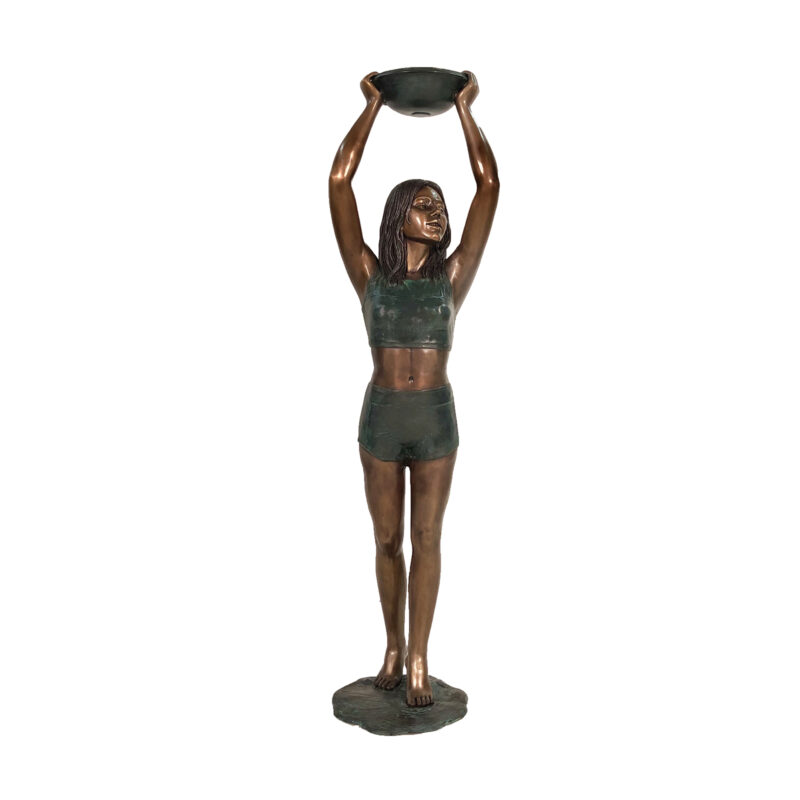 SRB48859 Bronze Lady holding Bowl Fountain Sculpture by Metropolitan Galleries Inc