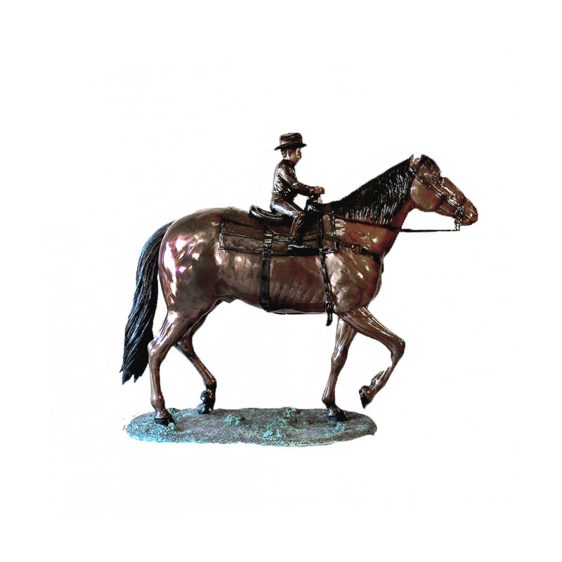SRB49173 Bronze Young Cowboy riding Horse Sculpture by Metropolitan Galleries Inc