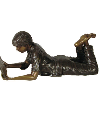 SRB49319 Bronze Boy Reading Book Sculpture Metropolitan Galleries Inc.