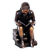Bronze Girl Sitting on Books Sculpture