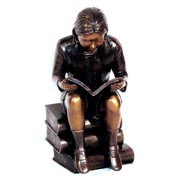 SRB49419 Bronze Girl sitting on Books Sculpture Metropolitan Galleries Inc.
