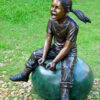 Bronze Girl on Bounce Ball Sculpture