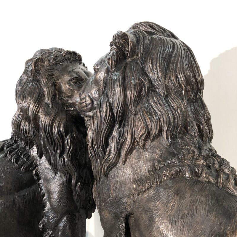 SRB705027 Bronze Sitting Lion Sculpture Pair by Metropolitan Galleries Inc 9