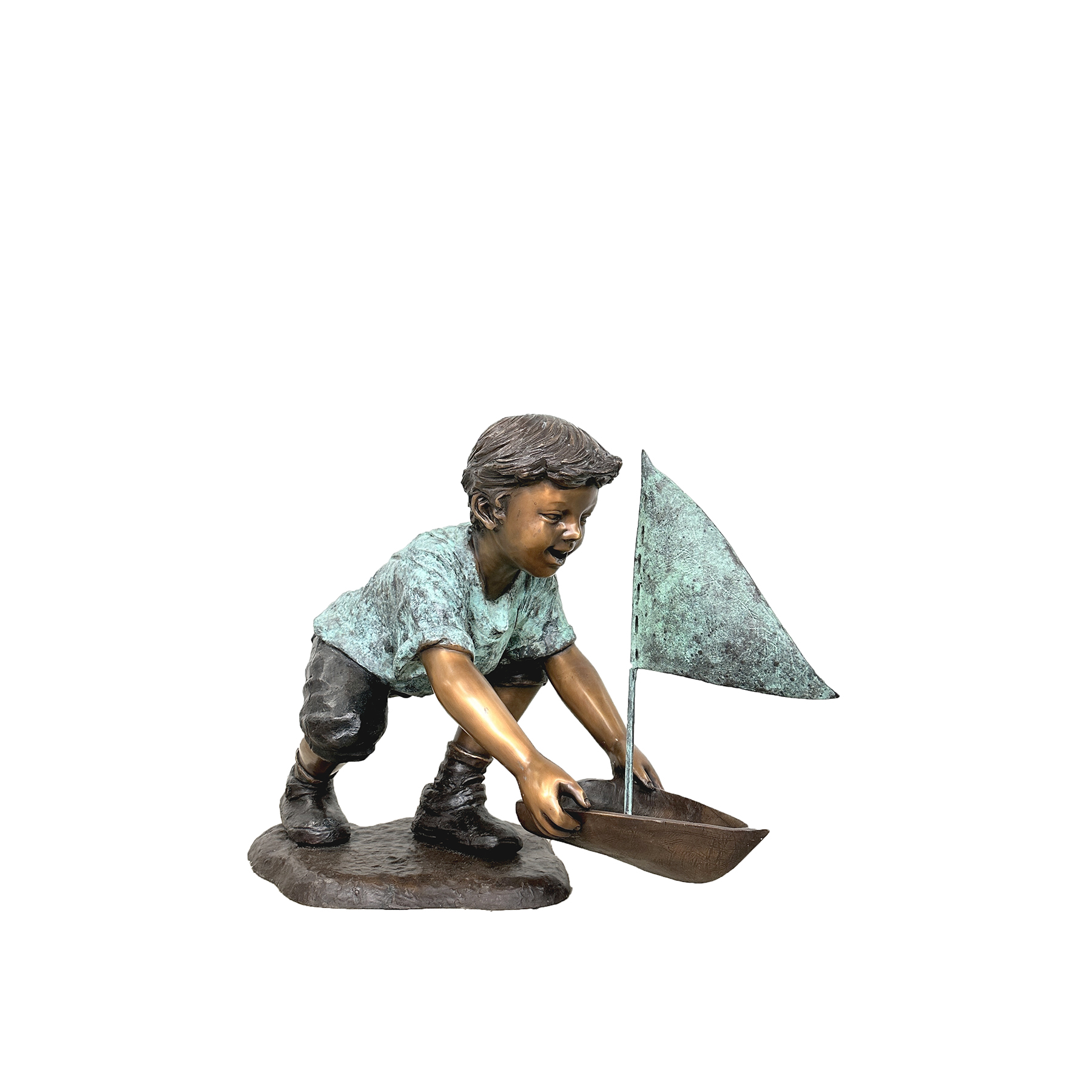 SRB705764 Bronze Boy with Sailboat Sculpture by Metropolitan Galleries Inc