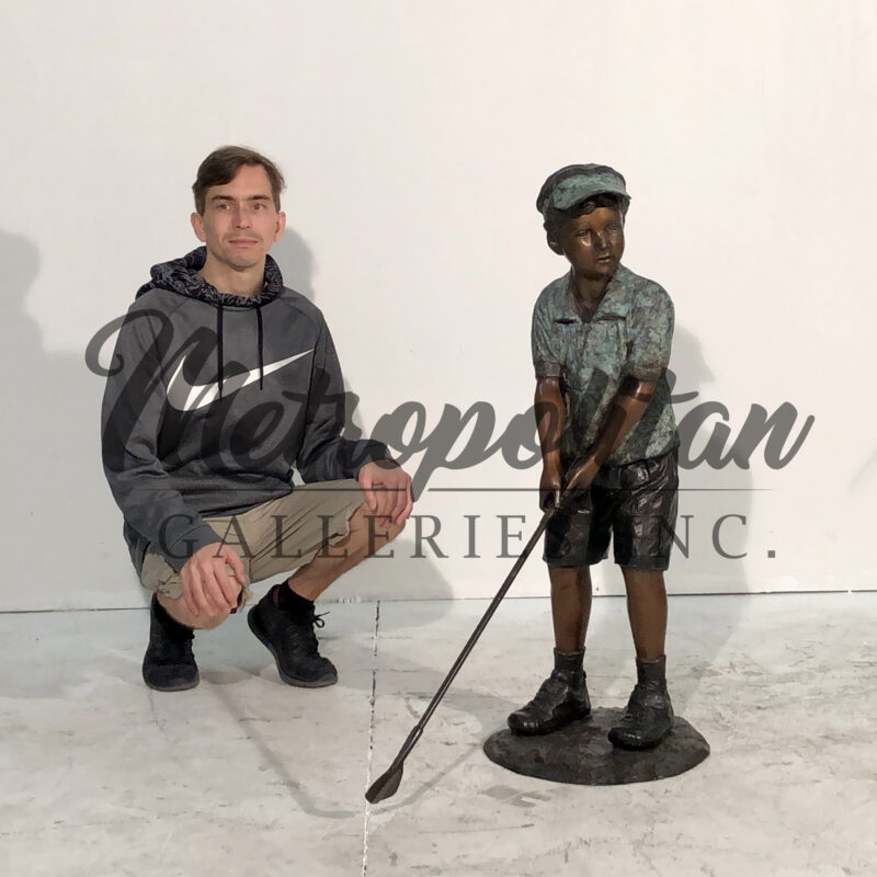 SRB705940 Bronze Little Boy Golfer Sculpture by Metropolitan Galleries Inc SCALE watermark