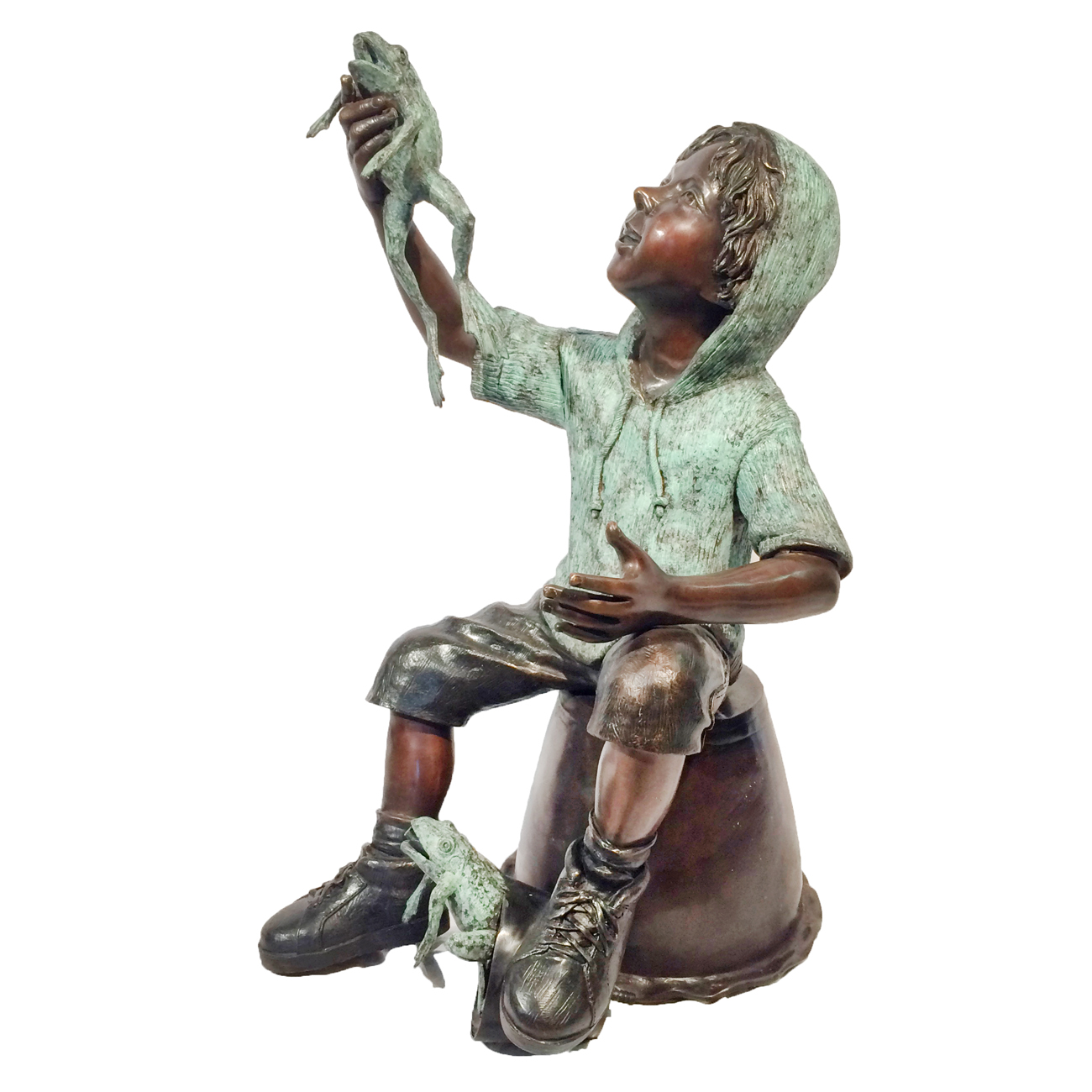 SRB706761 Bronze Boy on Bucket with Frog Sculpture Metropolitan Galleries Inc