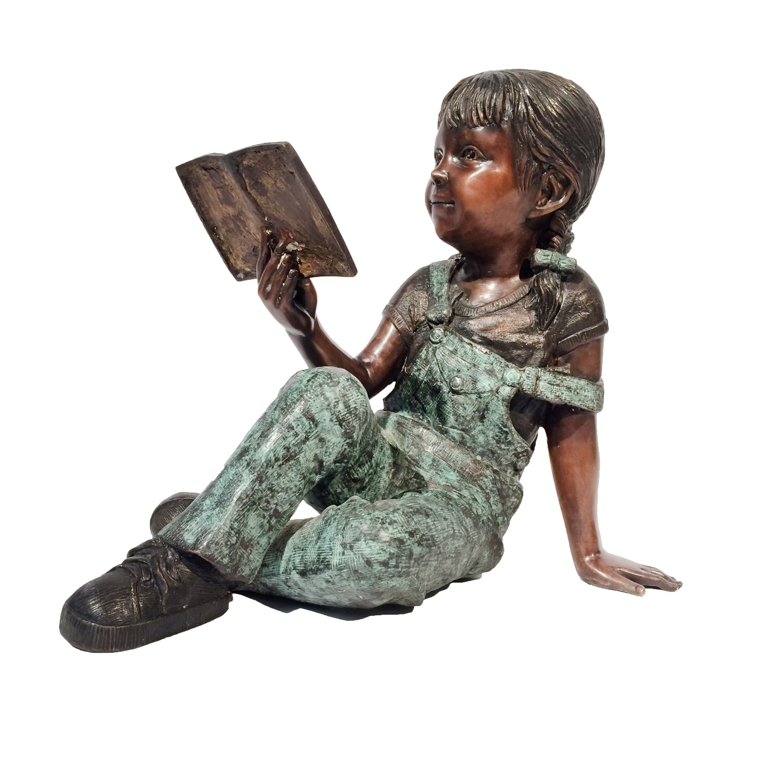 SRB706763 Bronze Girl Reading Book Sculpture Metropolitan Galleries Inc.