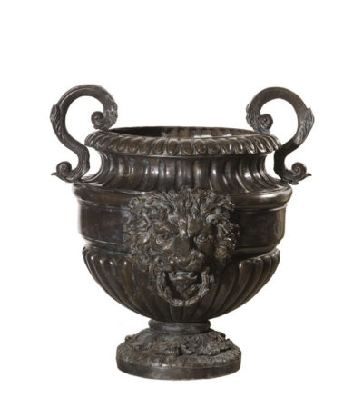 SRB85133 Bronze Lion Head with Ring Urn Metropolitan Galleries Inc.