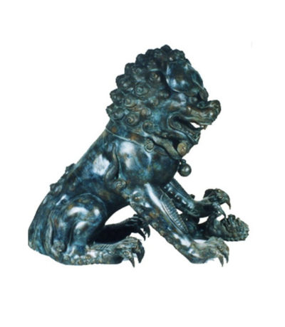 SRB86030 Bronze Chinese Lion with Ball Sculpture Metropolitan Galleries Inc.