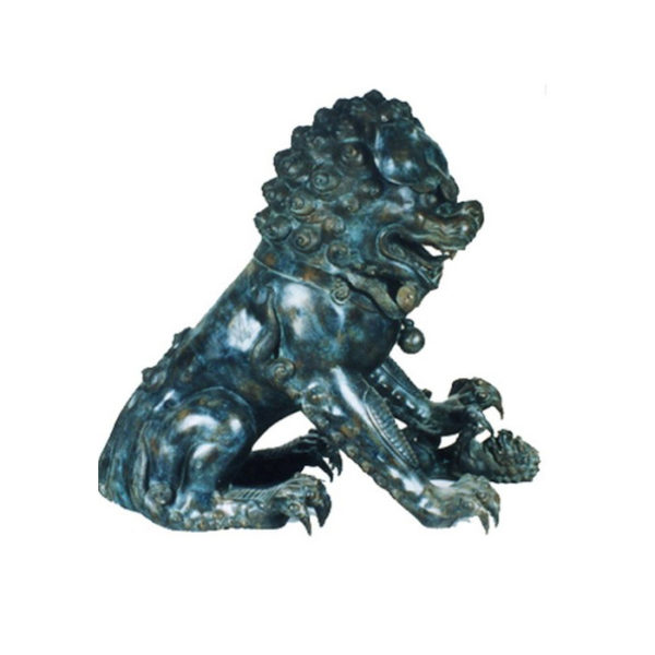 SRB86030 Bronze Chinese Lion with Ball Sculpture Metropolitan Galleries Inc.