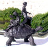 Bronze Children on Turtle Fountain Sculpture