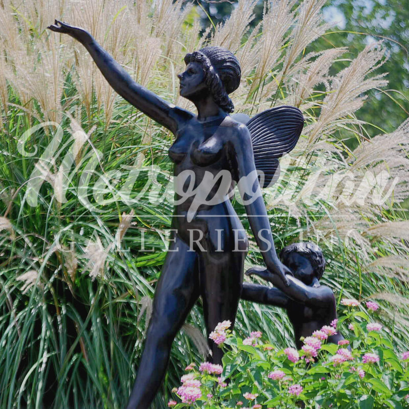 SRB991981 Bronze Fairy with Child Sculpture by Metropolitan Galleries Inc