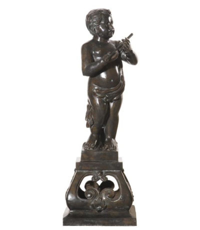 SRB992125 Bronze Boy with Flute Sculpture Metropolitan Galleries Inc.