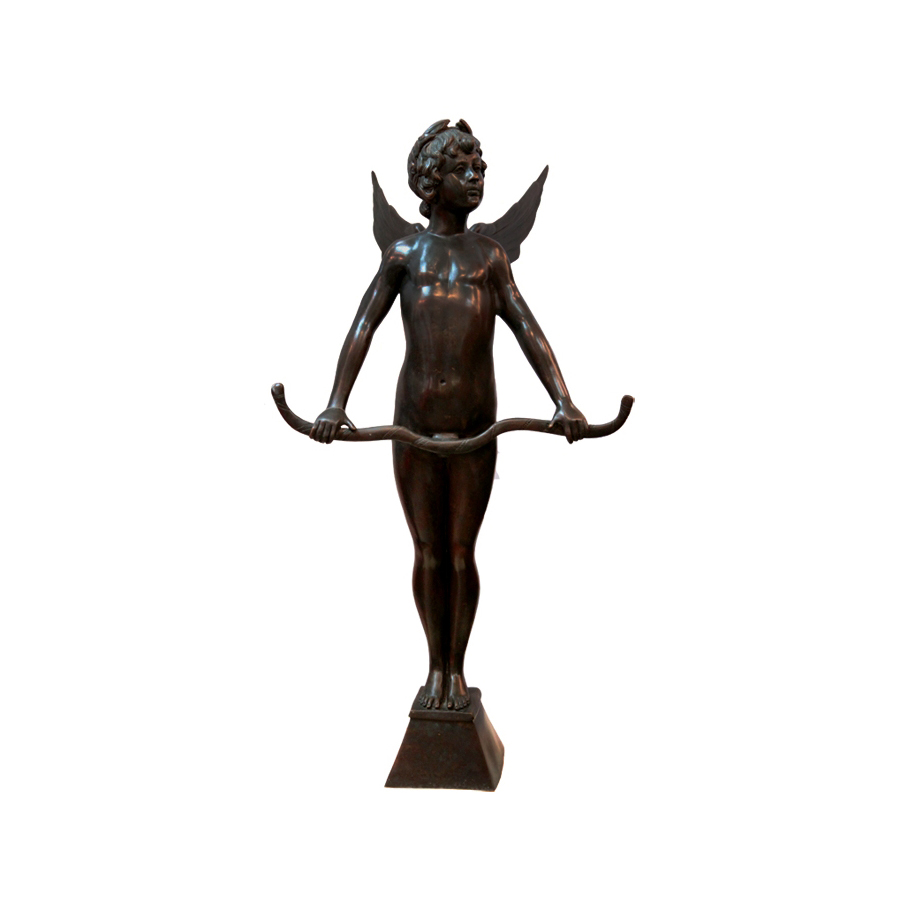 SRB992457 Bronze Standing Cupid with Bow Sculpture by Metropolitan Galleries Inc