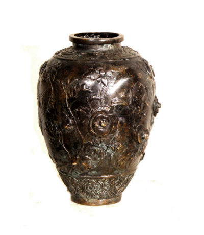 Bronze Flower Pattern Vase Metropolitan Galleries Inc.