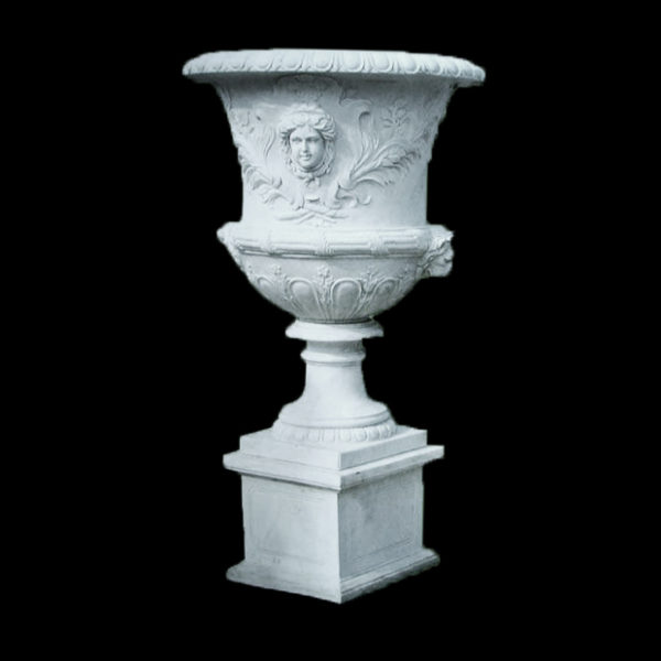 JBU340 Marble Girl Face Urn on Pedestal Metropolitan Galleries Inc.
