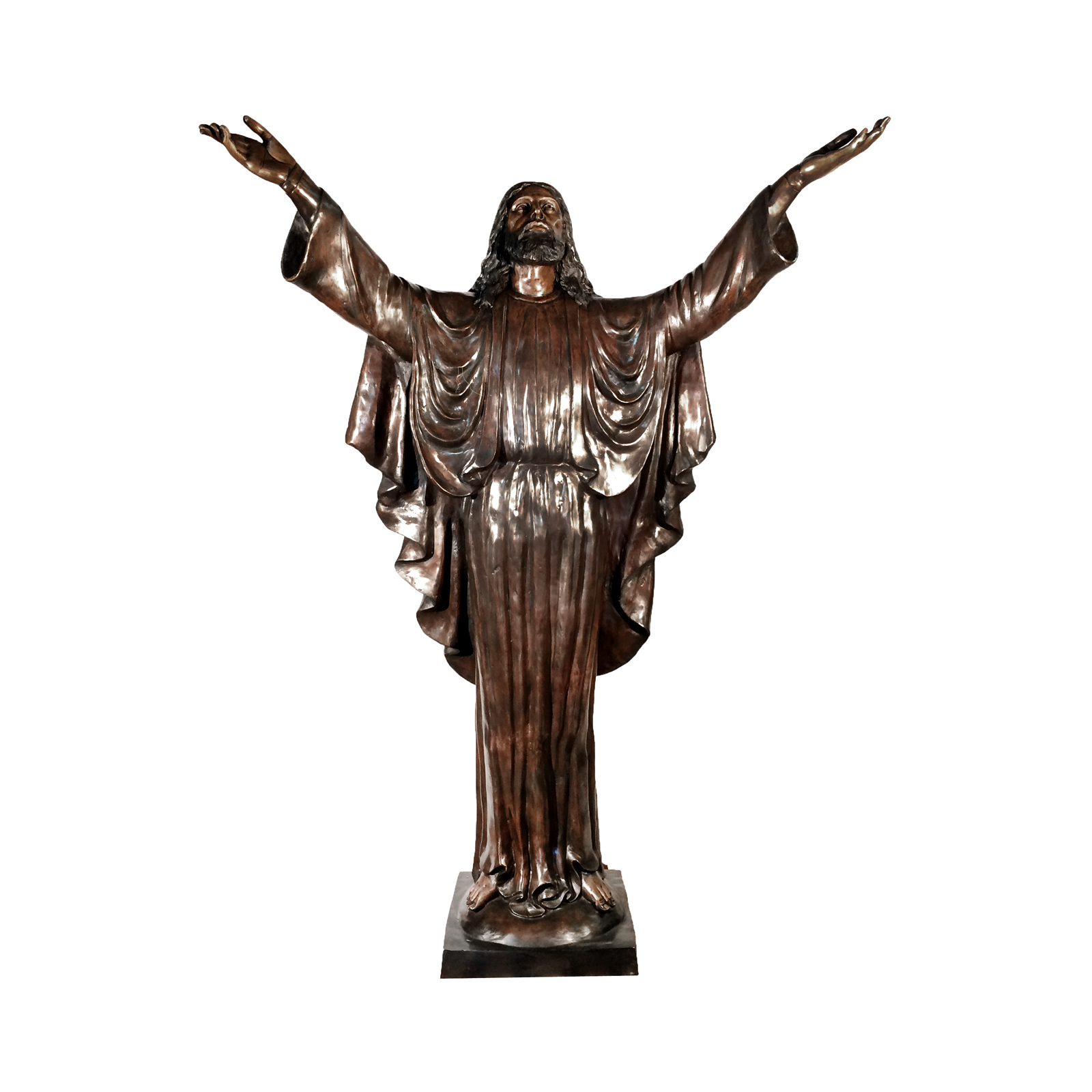 SRB052778 Bronze Life-size Jesus with Arms Open Sculpture by Metropolitan Galleries Inc