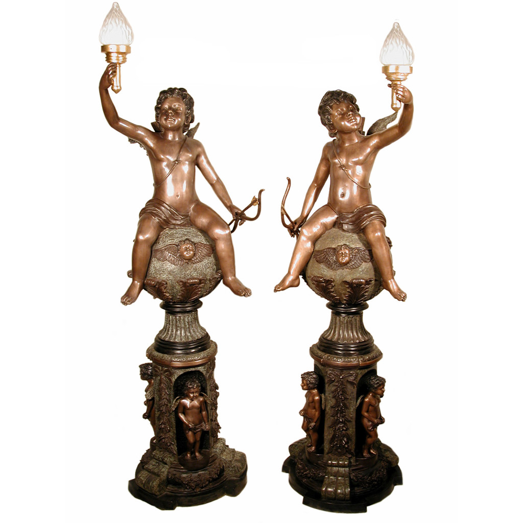 Bronze Cherub Torchere Sculpture Metropolitan Galleries Inc.