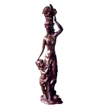 SRB15094 Bronze Lady holding Fruit Basket Sculpture Metropolitan Galleries Inc.
