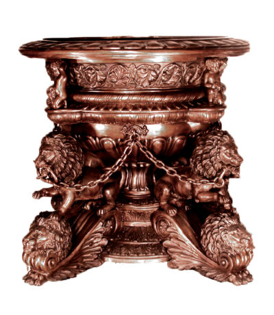 SRB25114 Bronze Cherub & Lion Urn Metropolitan Galleries Inc.
