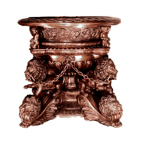 SRB25114 Bronze Cherub & Lion Urn Metropolitan Galleries Inc.