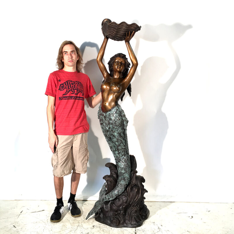 SRB25388 Bronze Mermaid Shell Fountain Sculpture Metropolitan Galleries Inc.